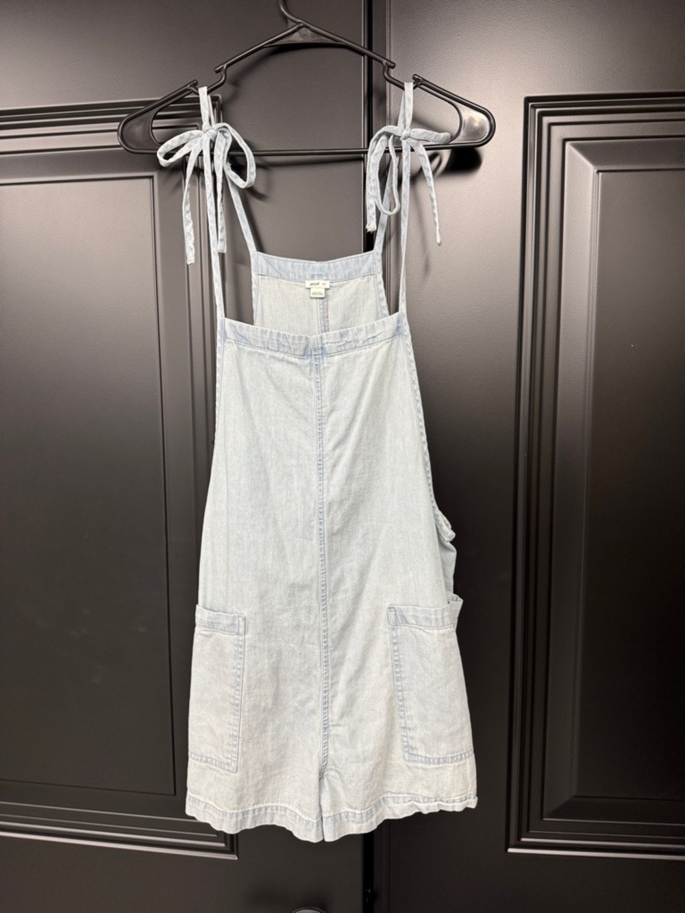 Aerie Light Wash Denim Short Overalls - Pale Blue - Picture 4 of 4
